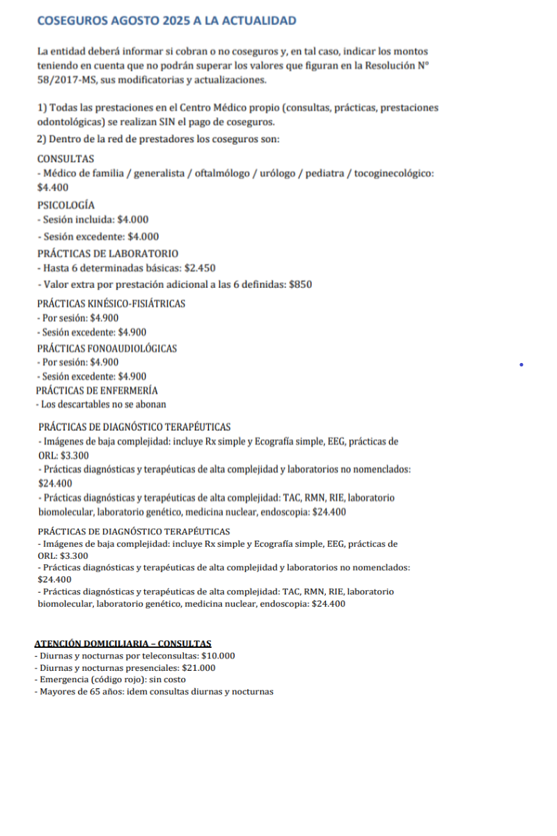 Coseguros Actuales